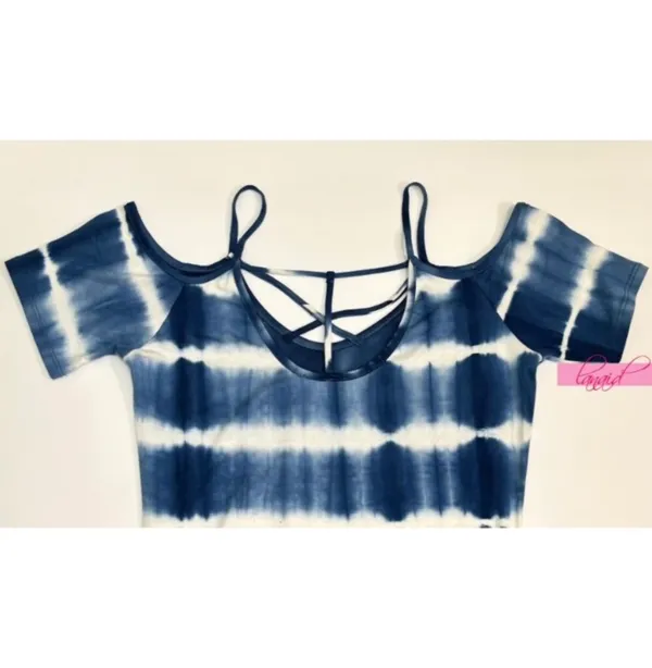 UO Tie-Dye Off-The-Shoulder Strappy Cut-Outs Open Back Striped Edgy Cutout Maxi - Image 3