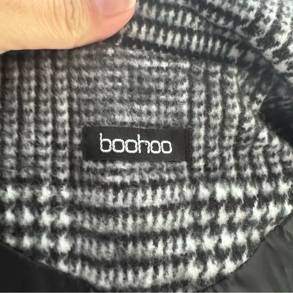BOOHOO HOUNDSTOOTH CHECK WOOL LOOK BLAZER COAT - Image 9