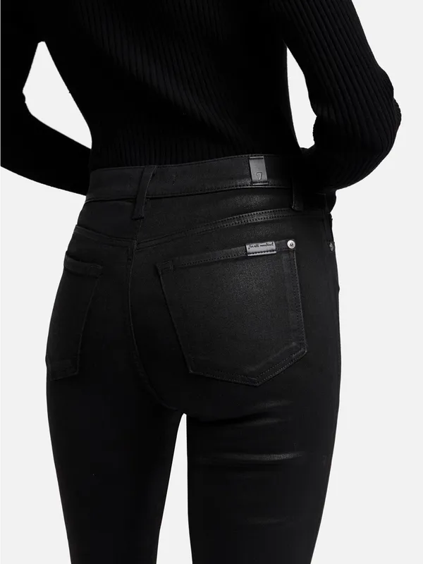 7 For All Mankind High-Waist Slim Kick Coated‎ Jeans Black Sz 32 NWT - Image 5