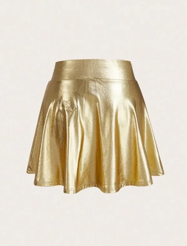 Gold Mini Skirt Shein - Image 2