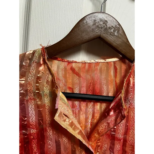 021-014 Altered Blouse Womens‎ Size Medium Pink Long Sleeve Sheer Button Down - Image 4