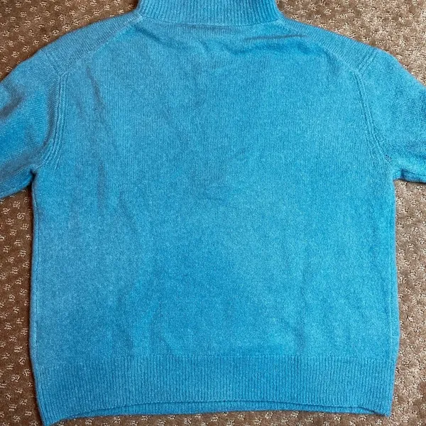 J Crew Turqoise Blue 1/4 Half Zip Mock Neck Wool Blend Pullover Sweater SZ S - Image 9