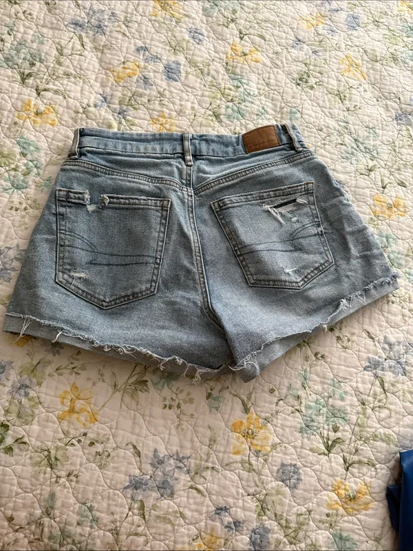 American Eagle Outfitters Light Blue Distressed Denim Jean Shorts - Image 3