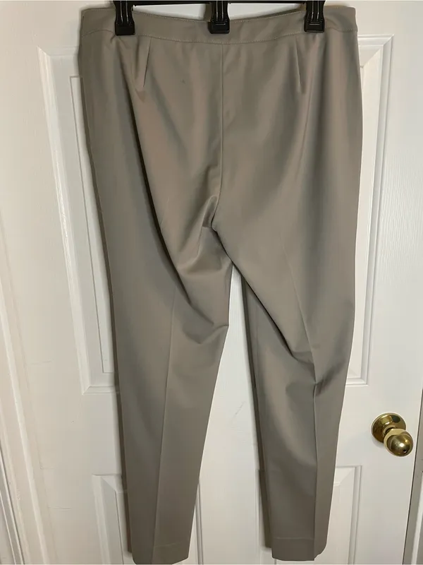 Lafayette 148 New York Taupe Straight-Leg Trousers Side Zipper Size 6 Bleecker - Image 7