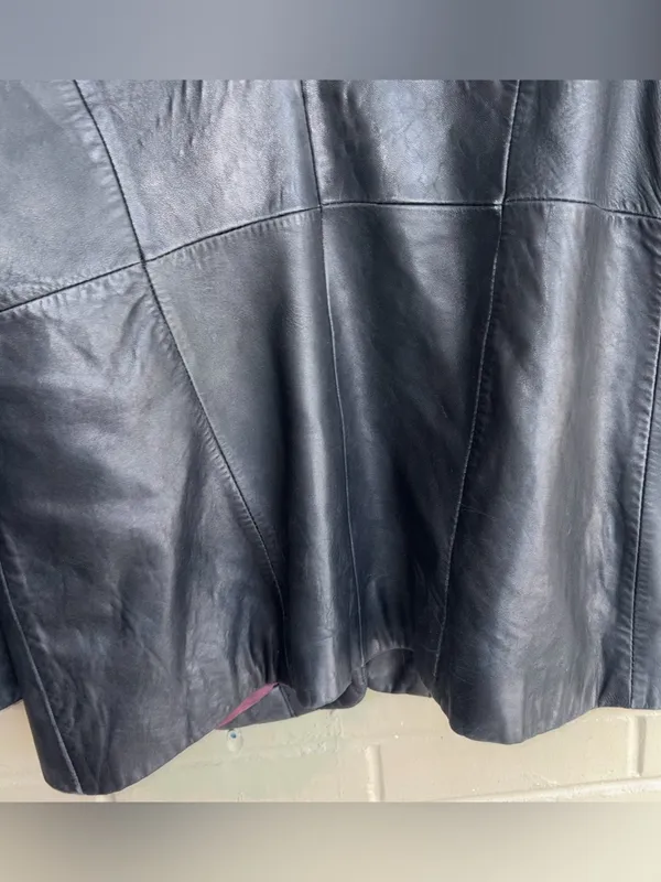 Adler Collection Lambskin Black Leather Blazer Coat Size L - Image 8