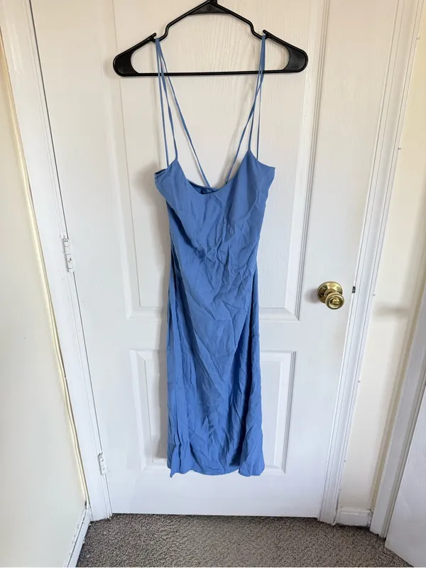 Reformation Dover Crepe Midi Dress in Blue Dusk - Image 3