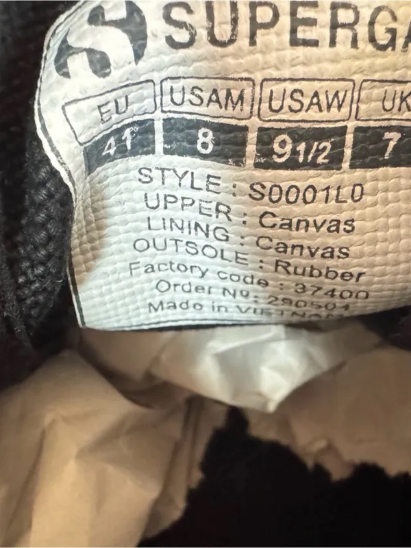 Superga 2790 Platform Canvas Sneakers Black White Size 9.5 - Image 5