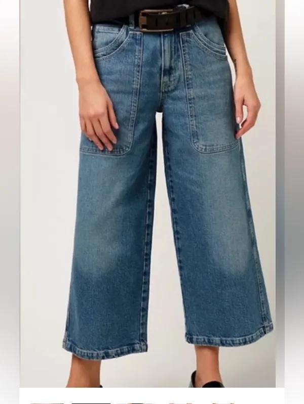 Free People mid rise crop wide leg sz 28 - Image 6