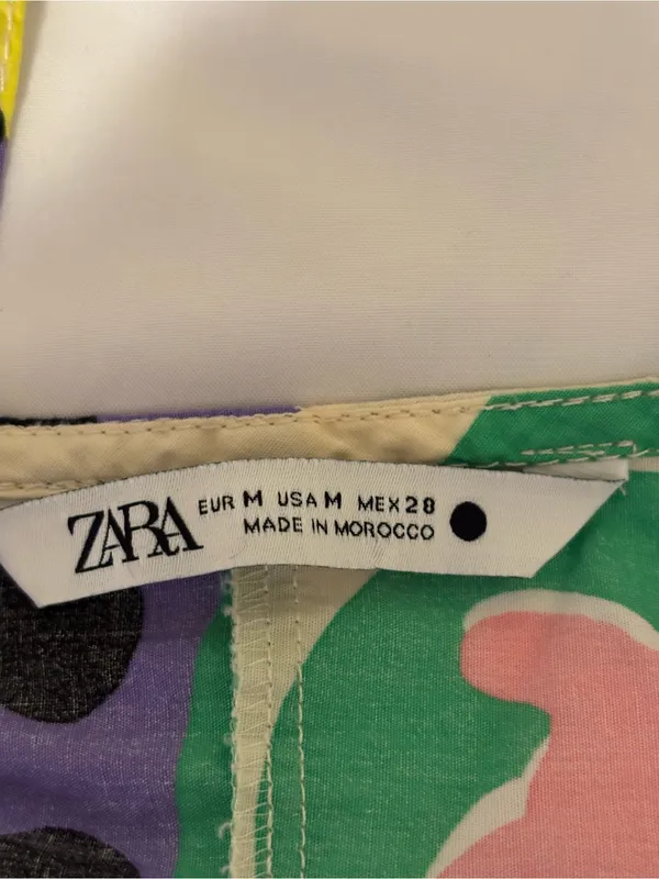 Zara Women’s M Abstract Print Button Front Midi Dress Belted Artsy Colorful - Image 2