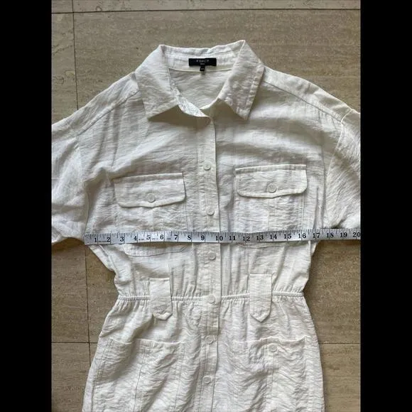 FRNCH Paris White button front Short Sleeve mini dress size small‎ - Image 3