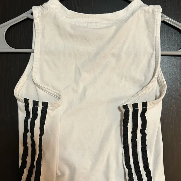 Adidas White Tank Top with Black Stripes - Image 3