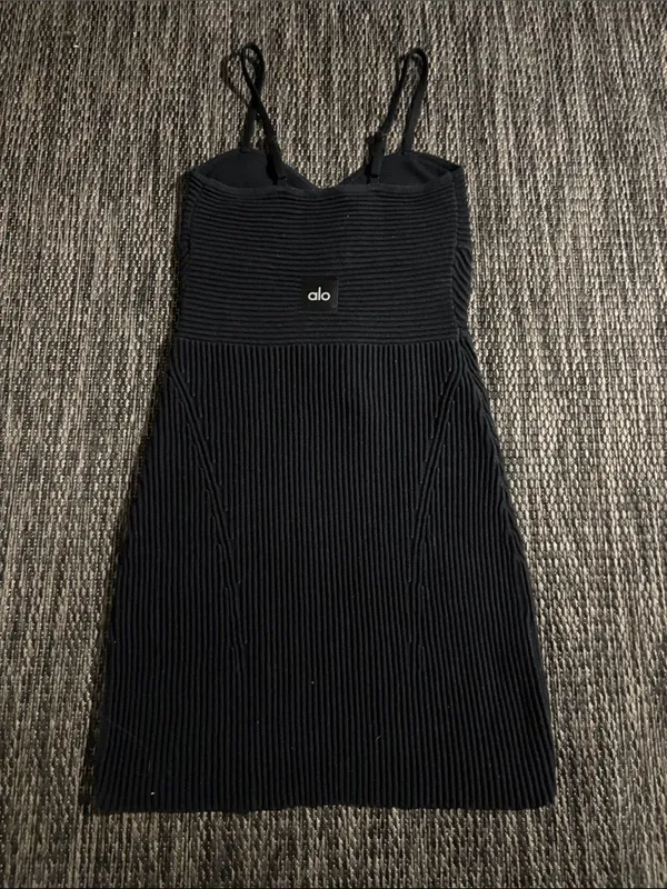 Alo Yoga Denim Knit Mini Dress Bodycon Black Size XS - Image 2