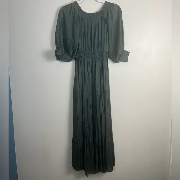 NWT MinkPink x Revolve Anya off shoulder Midi Dress in Dark teal size x-small - Image 6