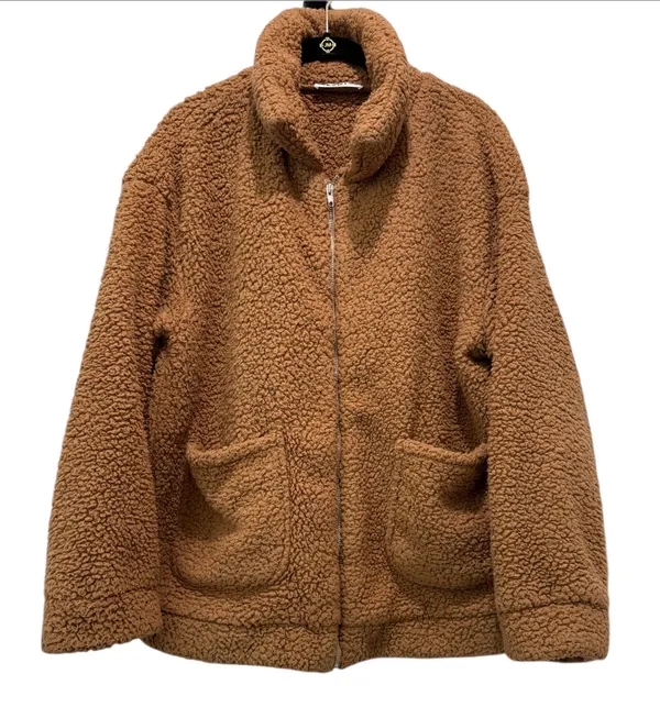 Ecowish Brown Teddy Jacket for Women Sz(L) - Image 2