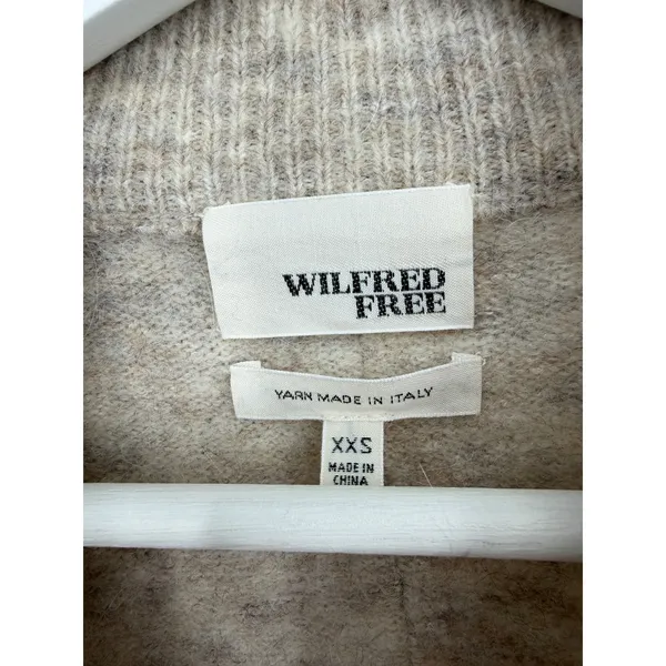 Wilfred Free Sweater Womens XXS Beige Good Mock Neck Exposed Seam Italian Yarn - Image 4