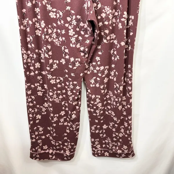 Vince Camuto XL Pajama Set Burgundy Floral Long Sleeve‎ Pants Feminine 651 - Image 7