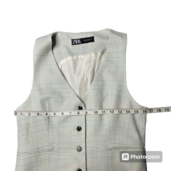 Zara Plaid‎ Button Front Vest - Image 3