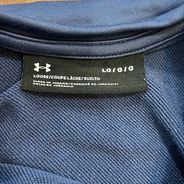 Under Armour Mesh Panel Sweatshirt Womens Blue‎ Black Crewneck Loose Fit Large - Image 8
