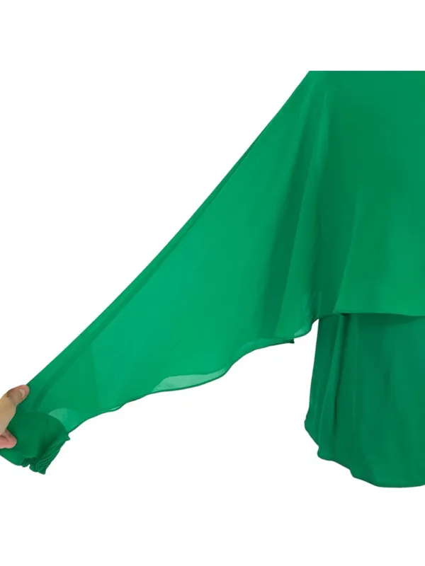Zara Green Flowy Cape Blouse Layered Design Cut-Out Sleeves Size XS - Image 6