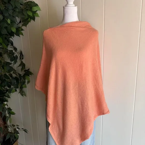 Cashmere Orange Luxury Poncho Boho Women's Shawl One Size - Image 5