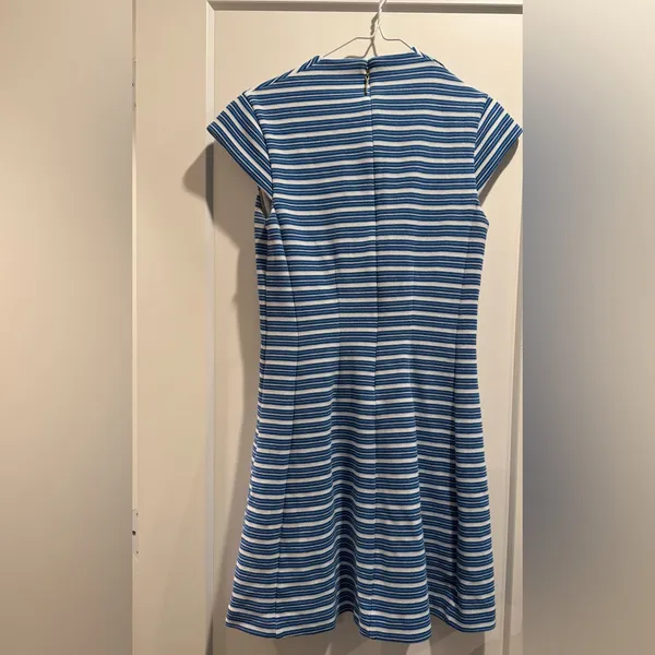 Lilly Pulitzer Bree Blue and White V-neck Striped Fit & Flare Dress Size M‎ - Image 3