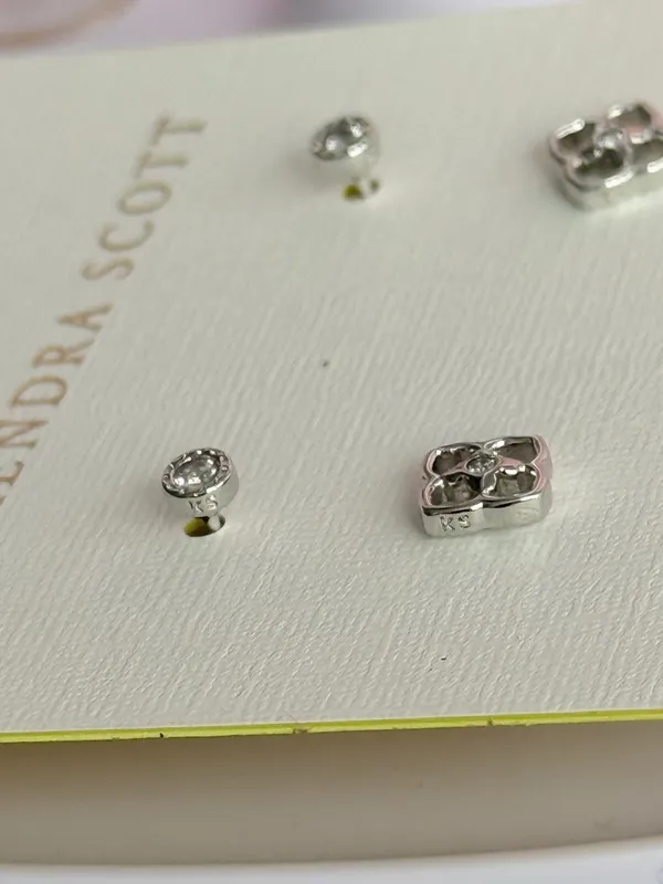 Kendra Scott Iris Rhodium Over Brass Stud Earring Set - Image 3