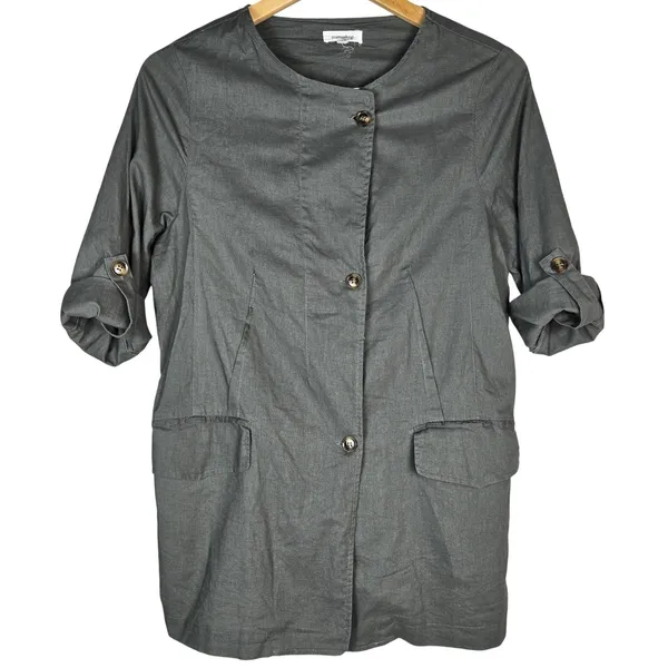 Mittoshop Gray Hemp Cotton Blend Button Up Utility Jacket 12970 Womens Medium - Image 2