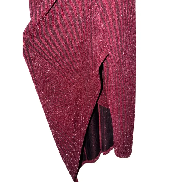 IN San Francisco Sparkle Ruched Wrap Dress Burgundy Size S‎ - Image 4