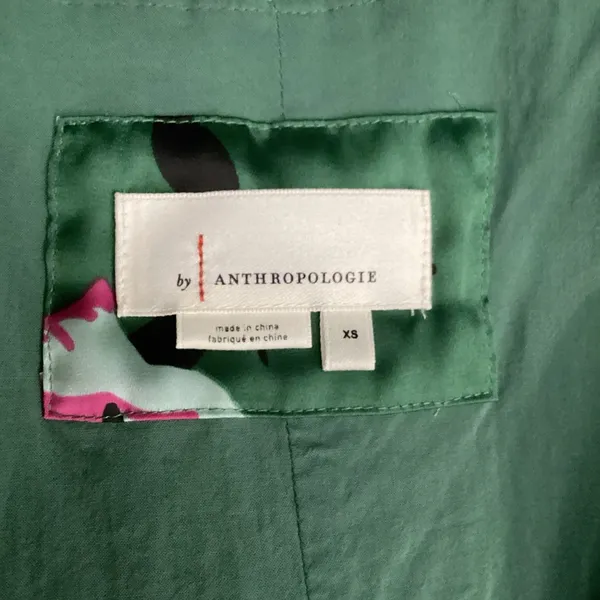 Anthropologie Green Dress with‎ Pink Floral Detail - Image 3