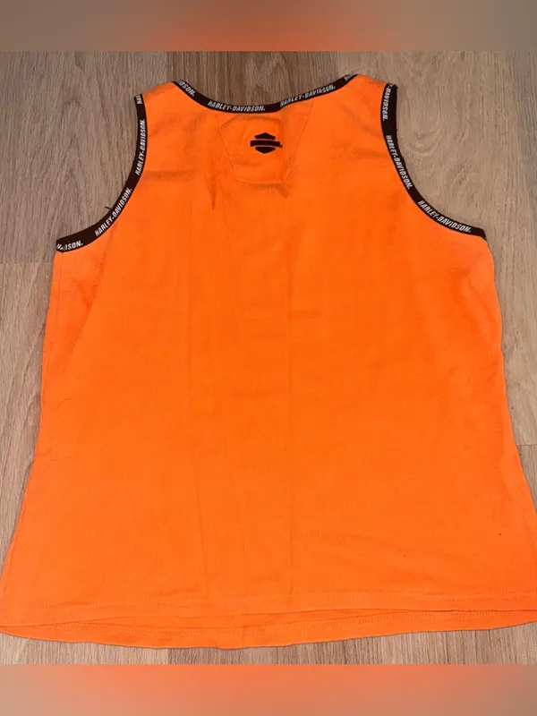 Harley Davidson Women’s Orange & Black Tank Top - Size Small - Image 3