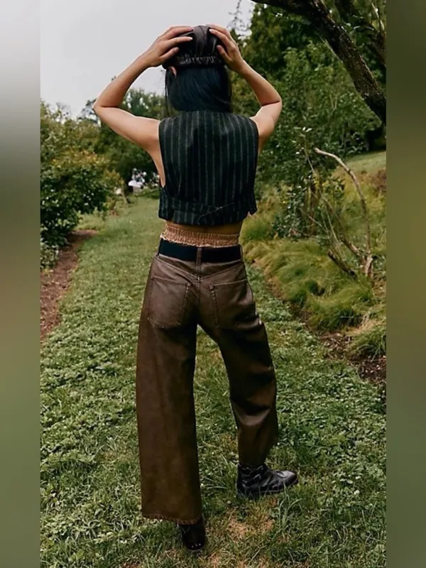 Free People We the Free Misha Barrel Vegan Brown Pants 28 - Image 3