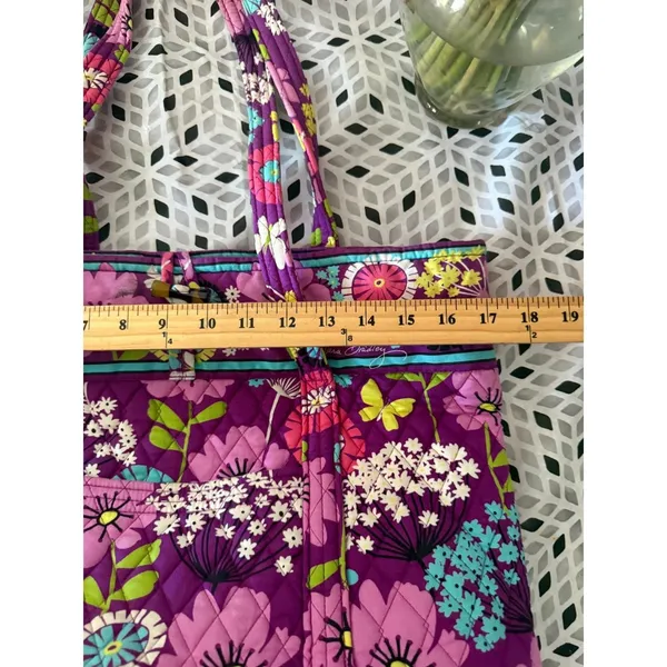 Vera‎ Bradley Y2k Plum Petals Quilted Cotton Tote Bag Purple Floral Butterfly - Image 6