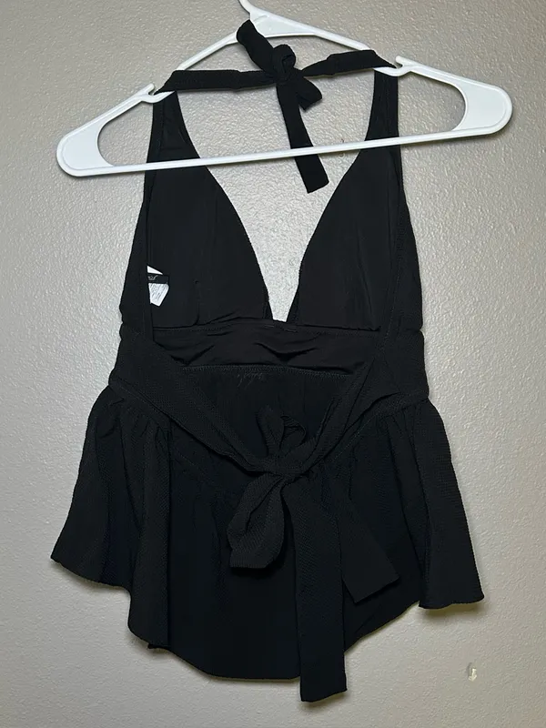 J. Crew Black Halter Peplum Tankini Swim Top Women’s Size Medium - Image 5