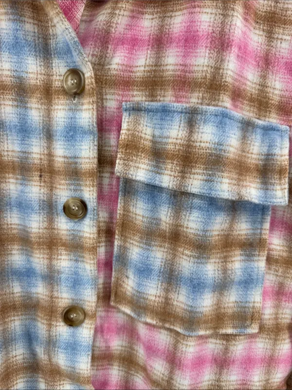 Timing Plaid Button-Down Shirt Jacket shacket flannel M oversized fall winter - Image 9