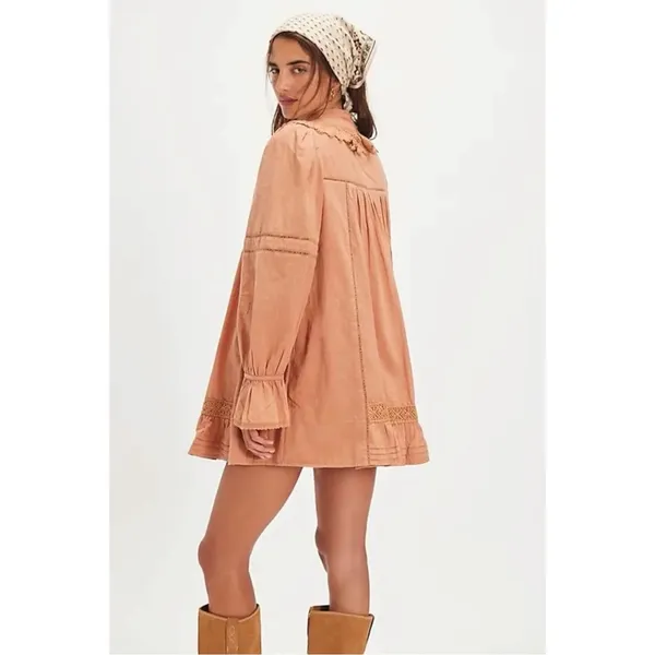 Free People Dainty Cottage Crochet 5 O'clock Tea Time Mini Dress Neutral Medium - Image 16