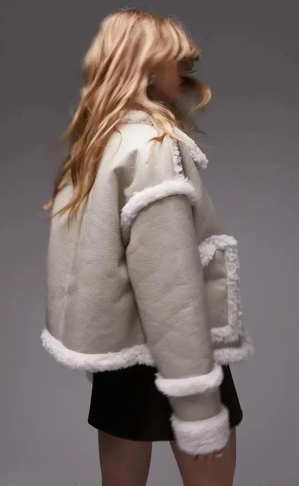 Topshop Faux Leather White Jacket - Image 2