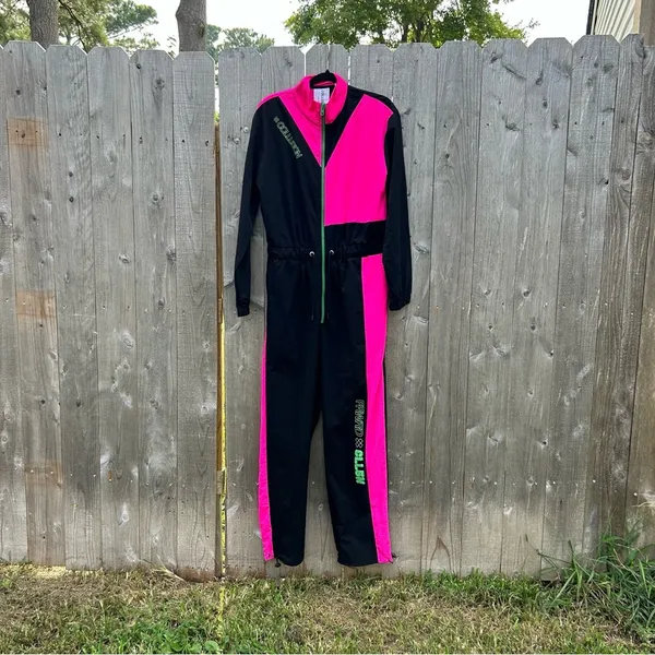 ASOS Collusion Brand Ski Style Indoor/outdoor Jumpsuit size‎ 10 black pink retro - Image 10