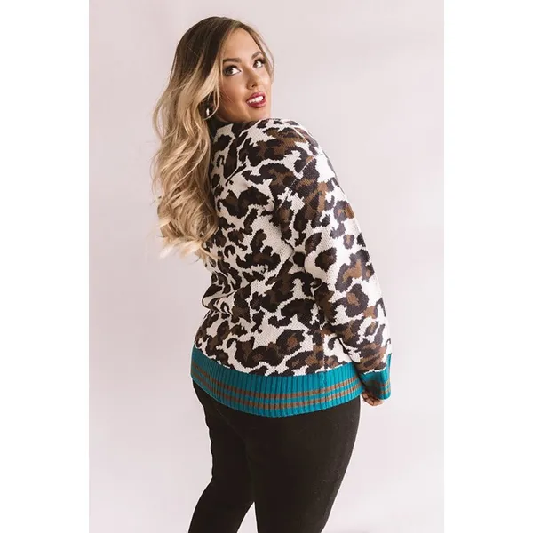 New | Women’s 1x/2x Oddy Boutique Leopard Print Sweater - Image 3