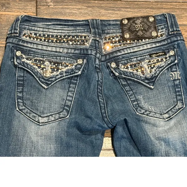 Miss Me Embellished Bling Bootcut Jeans Low Rise 28x34 (28x30) Western Y2K BKE - Image 2