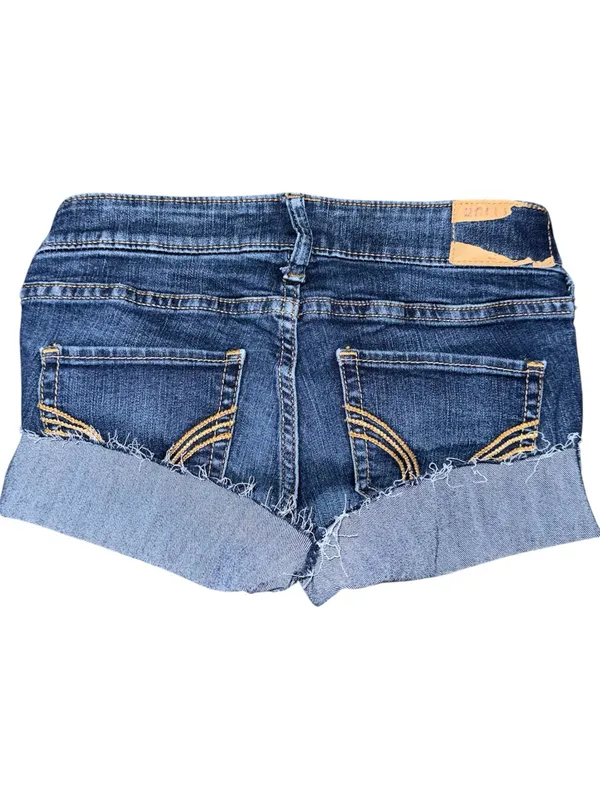 Hollister Low Rise Micro Mini Jean Booty Shorts Dark Wash Denim Sz 24 y2k grunge - Image 2