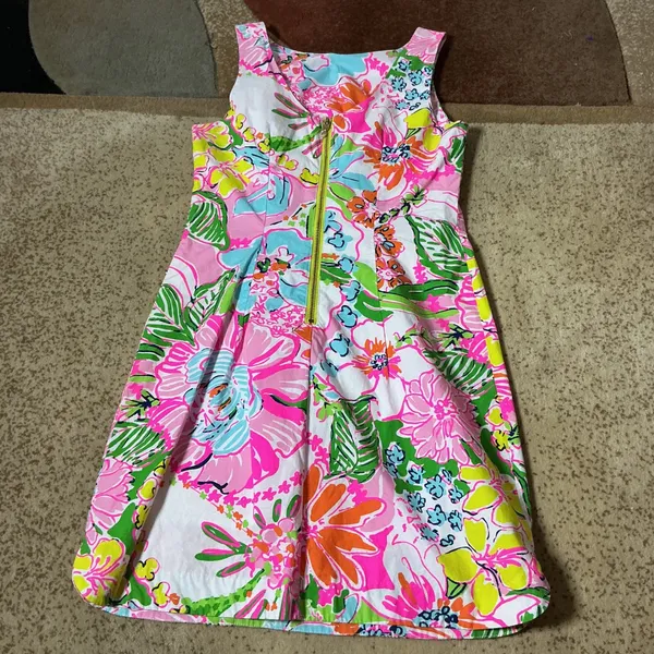 Lilly Pulitzer Target Preppy Bright Floral Shift Summer‎ Dress Pink Blue Size 2 - Image 6