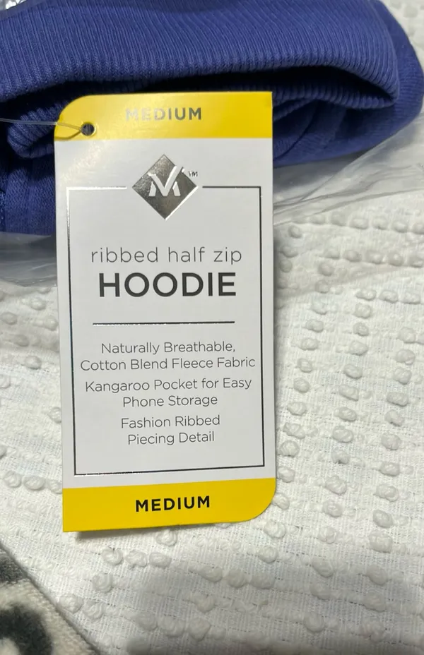 Member's Mark Scuba Hoodie Periwinkle Pullover Cotton Sweatshirt Knit Womens Medium - Image 8