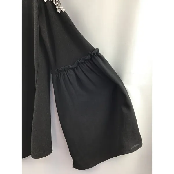 Women’s INC Black Bejeweled Cold Shoulder Blouse Size Medium - Image 3