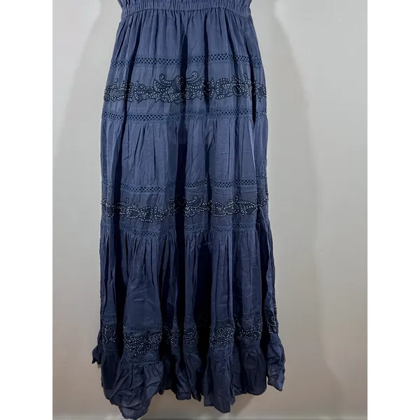 Love The Label Blue Intricate Beaded Details Maxi Dress XS Cottage core Coquette - Image 5