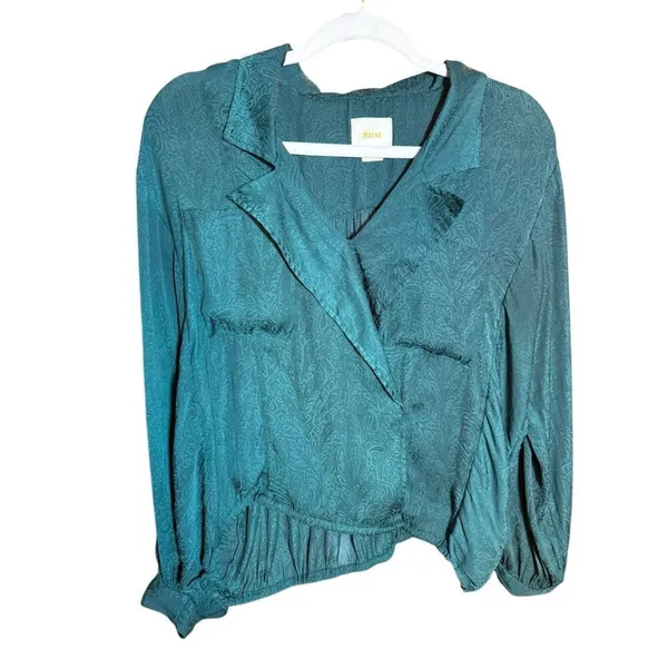 Anthropologie Maeve Almeria Emerald Green Paisley‎ Blouse Sz Small - Image 9