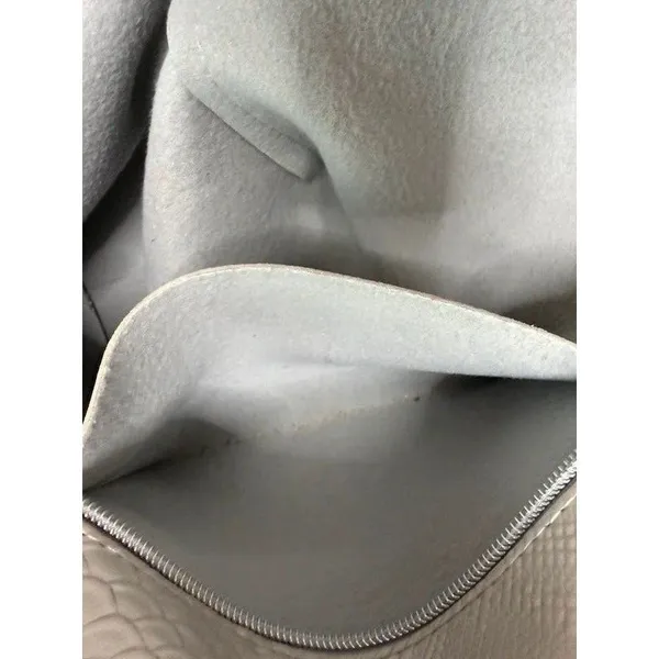 Bath & Body Works Silver Snakeskin Tote Bag Zipper Metallic Faux Leather Purse - Image 9