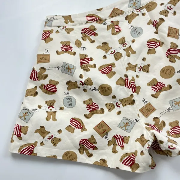 Teddy Bear Print‎ Shorts Christmas Lace Twee High Waisted Women Lace Cream - Image 5
