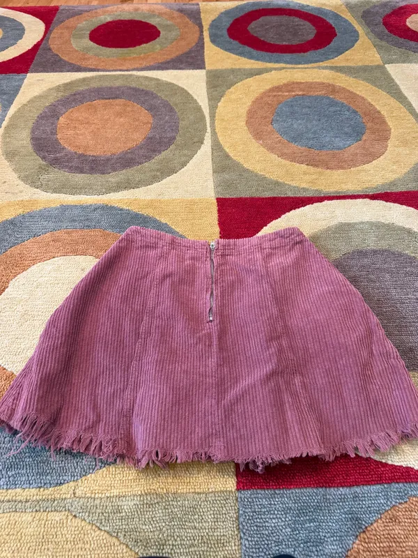 Free People Kendall Corduroy Mini Skirt Dusty Rose Pink Frayed Raw Hem Size 2 - Image 3