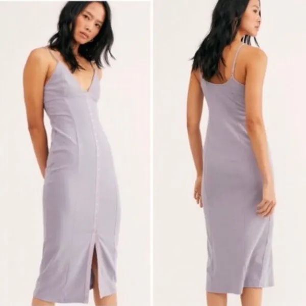 NEW Free People‎ Make it Snappy Lilac Bodycon Midi Slip Dress Small Soft Girl - Image 13