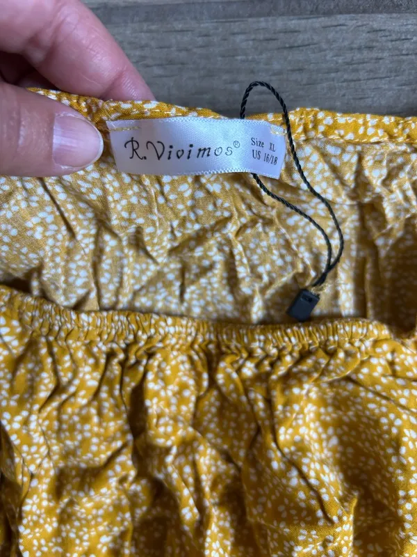 Women's Long Sleeve Ruffle Dress in Mustard Yellow - Image 2